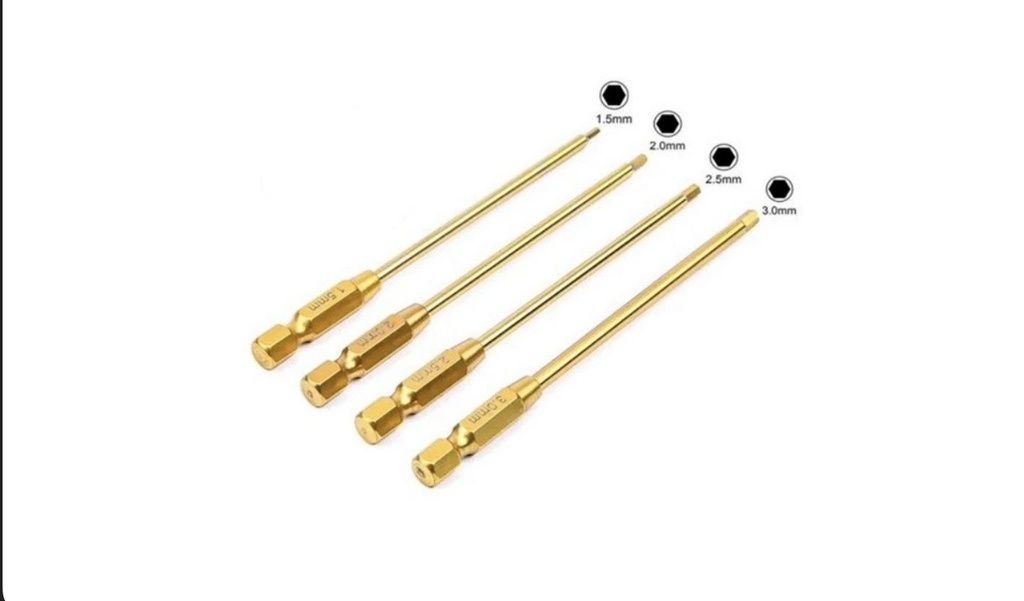 Біти сталеві посилені  для викрутки 1/4 дюйми набір біт 1,5мм 2мм 2,5мм 3мм