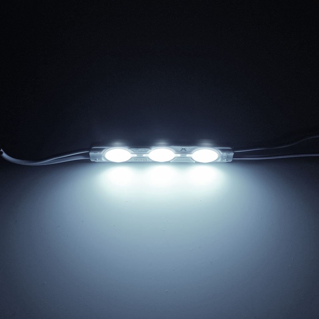 Модуль рекламний 12v 6011 прямокутний 3 діоди з лінзою Білий холодний