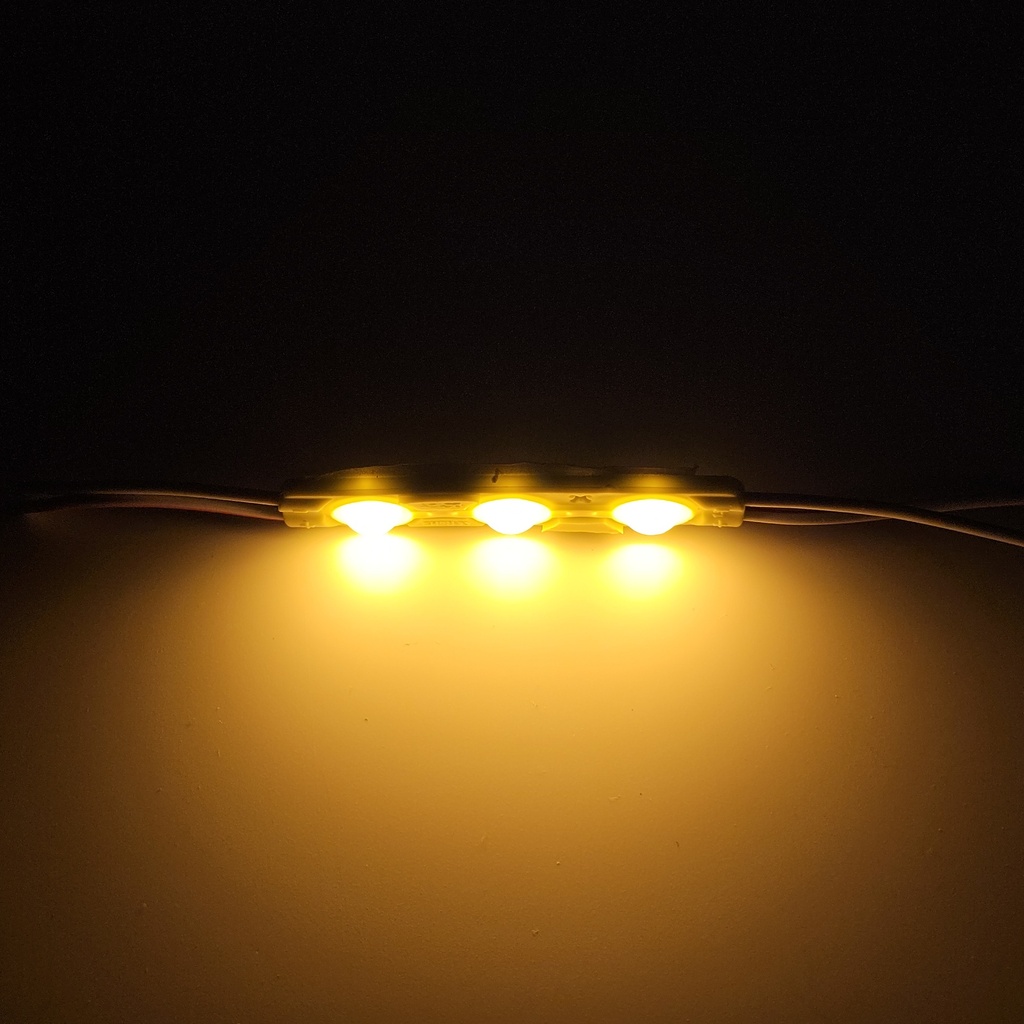 Модуль рекламний 12v 6011 прямокутний 3 діоди з лінзою Жовтий