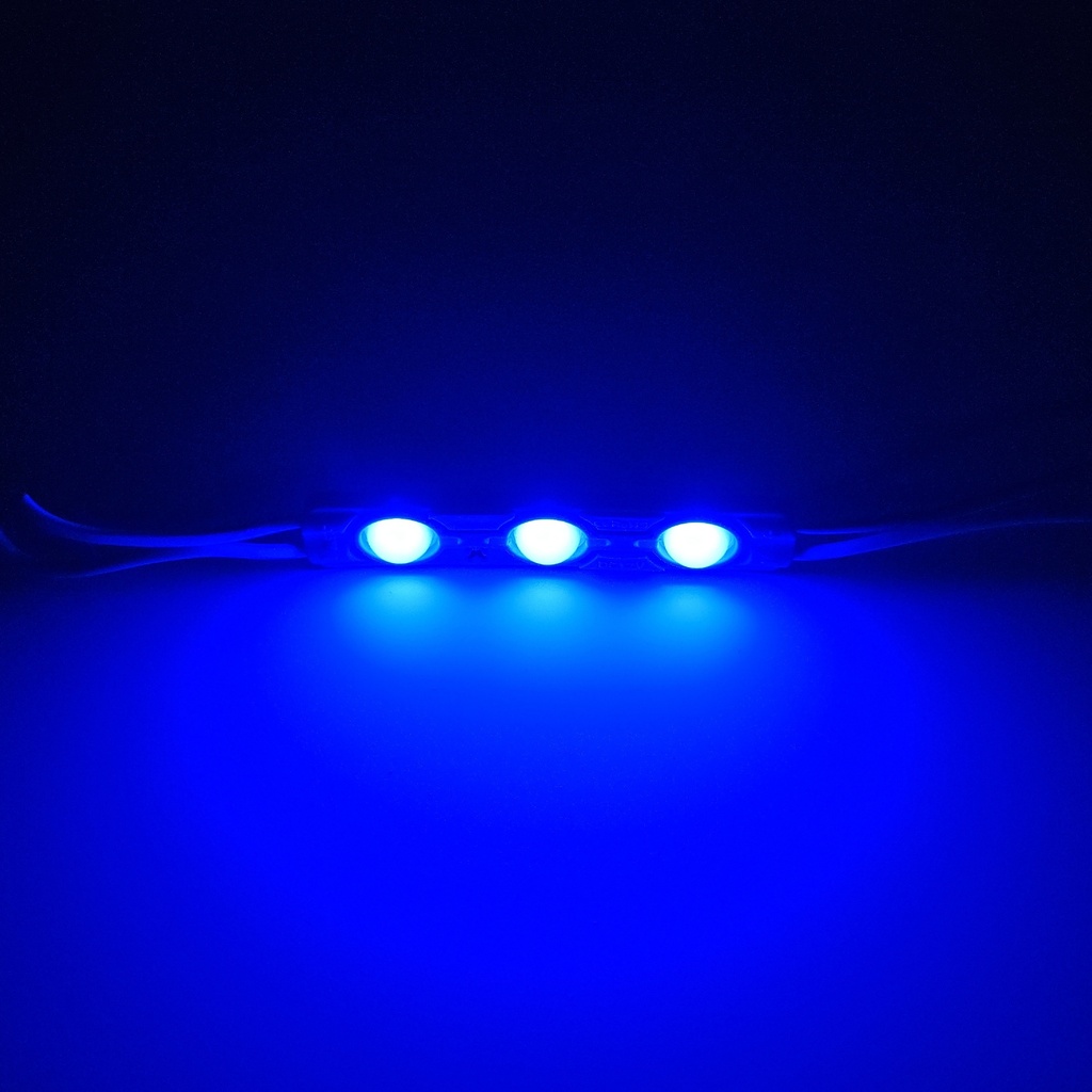 Модуль рекламний 12v 6011 прямокутний 3 діоди з лінзою Синій