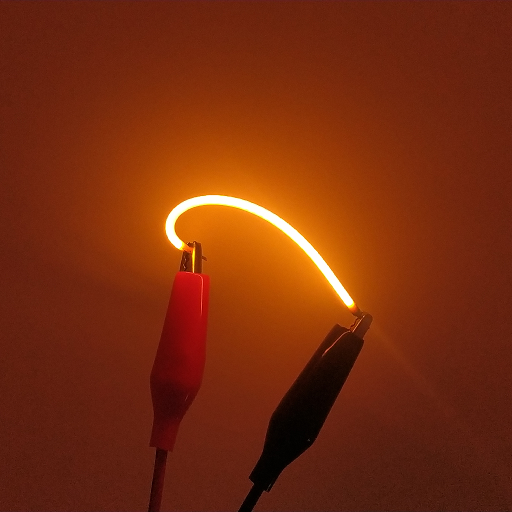 Світлодіодна нитка "філамент", гнучка, біла дуже тепла 2200K, 80 мм, CZ-FILL-80UWW-3V-F