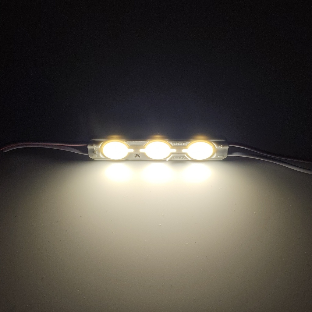 Модуль рекламний 12v 6011 прямокутний 3 діоди з лінзою Білий теплий