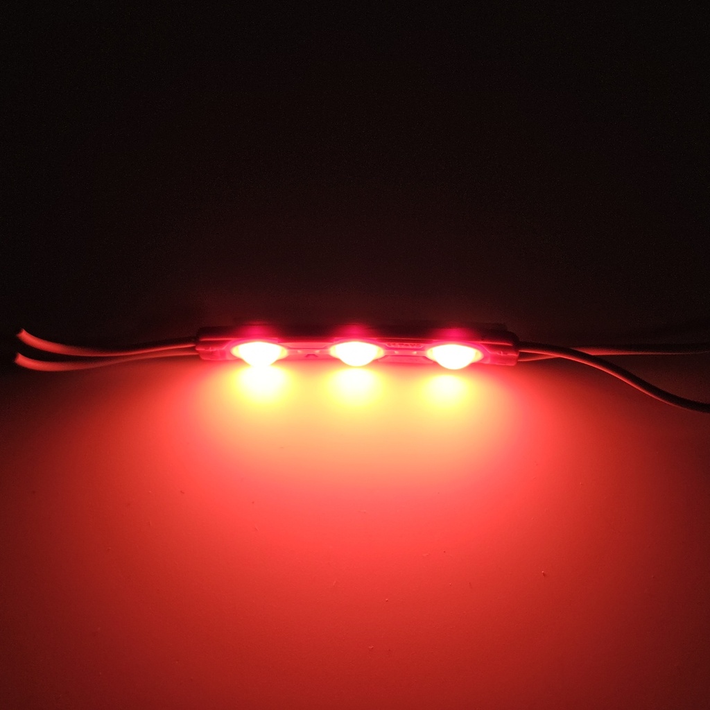 Модуль рекламний 12v 6011 прямокутний 3 діоди з лінзою Червоний